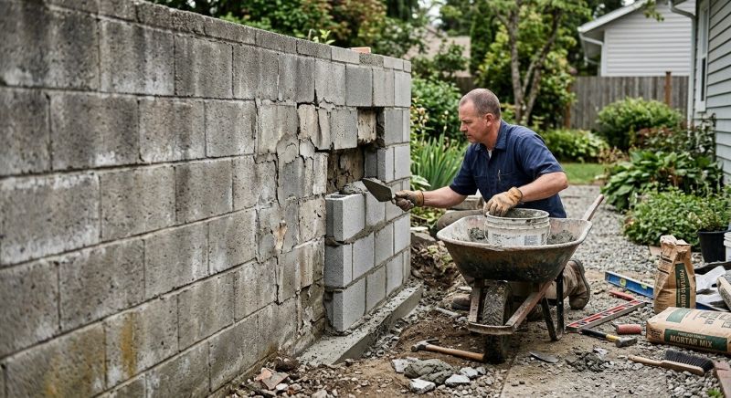 Cinder Block Wall Repair in Bonita Springs, FL