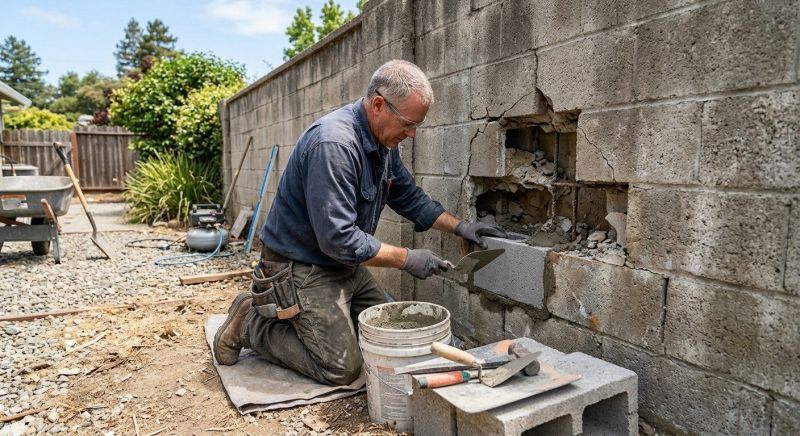 Concrete Block Wall Repair in North Fort Myers, FL